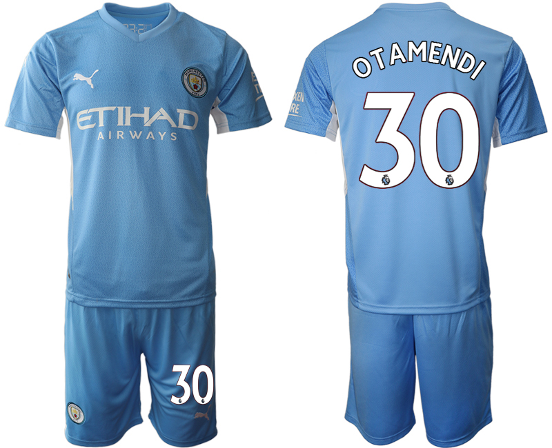 Men 2021-2022 Club Manchester City home Light blue #30 Soccer Jersey